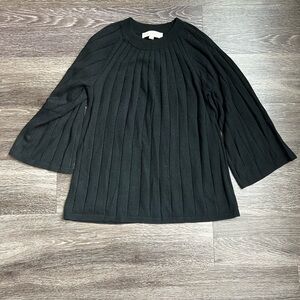 LOFT black 3/4 bell sleeve top